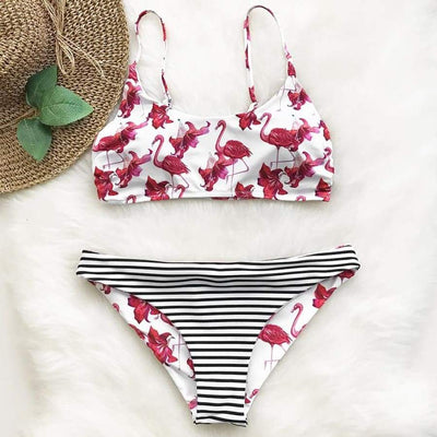 Bikini Flamingo - Maillot de bain 2 pièces pour femme motif flamand rose - B3.Kini