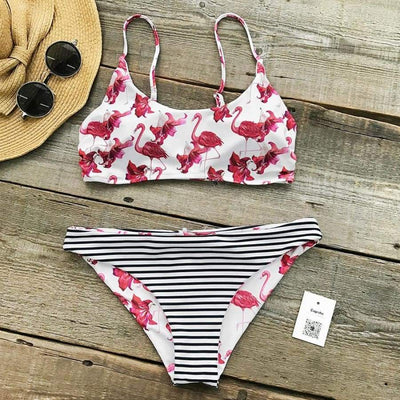 Bikini Flamingo - Maillot de bain 2 pièces pour femme motif flamand rose - B3.Kini