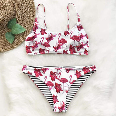 Bikini Flamingo - Maillot de bain 2 pièces pour femme motif flamand rose - B3.Kini