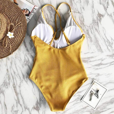 Monokini "Bohemian" - Maillot de bain 1 pièce jaune pour femme - B3.Kini
