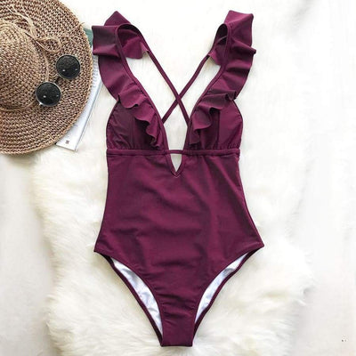 Monokini "Charme" - Maillot de bain 1 pièce bordeau pour femme - B3.Kini