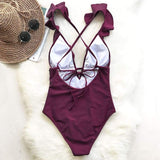 Monokini "Charme" - Maillot de bain 1 pièce bordeau pour femme - B3.Kini