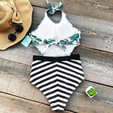 Monokini "Nature" - Maillot de bain 1 pièce imprimé nature et rayures pour femme - B3.Kini