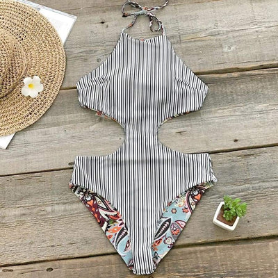 Monokini "Paradise" - Maillot de bain 1 pièce motif fantaisie réversible pour femme - B3.Kini