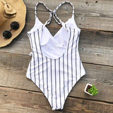 Monokini "Rayure" - Maillot de bain 1 pièce blanc à rayures noires  pour femme - B3.Kini
