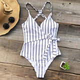 Monokini "Rayure" - Maillot de bain 1 pièce blanc à rayures noires  pour femme - B3.Kini