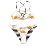 Bikini "Love Flamingo" - Maillot de bain 2 pièces blanc motif flamand rose pour femme - B3.Kini