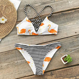 Bikini "Love Flamingo" - Maillot de bain 2 pièces blanc motif flamand rose pour femme - B3.Kini