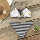 Bikini "Love Flamingo" - Maillot de bain 2 pièces blanc motif flamand rose pour femme - B3.Kini
